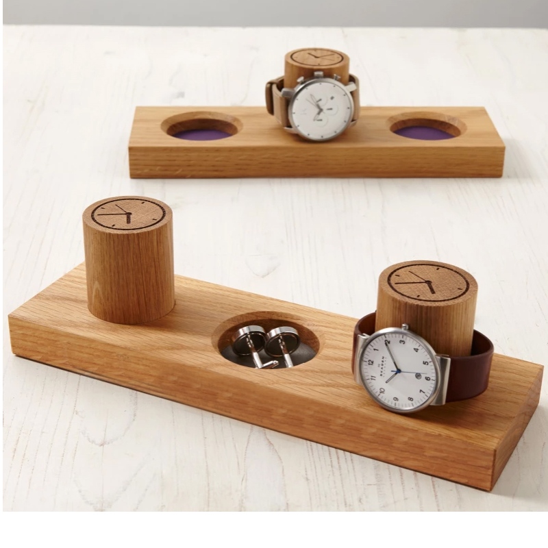 PERSONALISED CUFFLINKS TRAY AND WATCH STAND