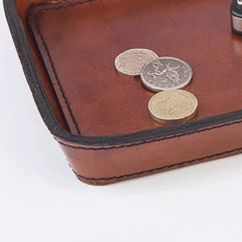Brown Leather Coin and Key Tray