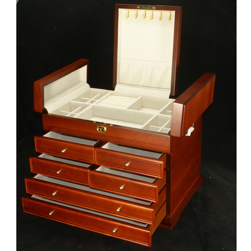 Triple lid wooden jewelry box